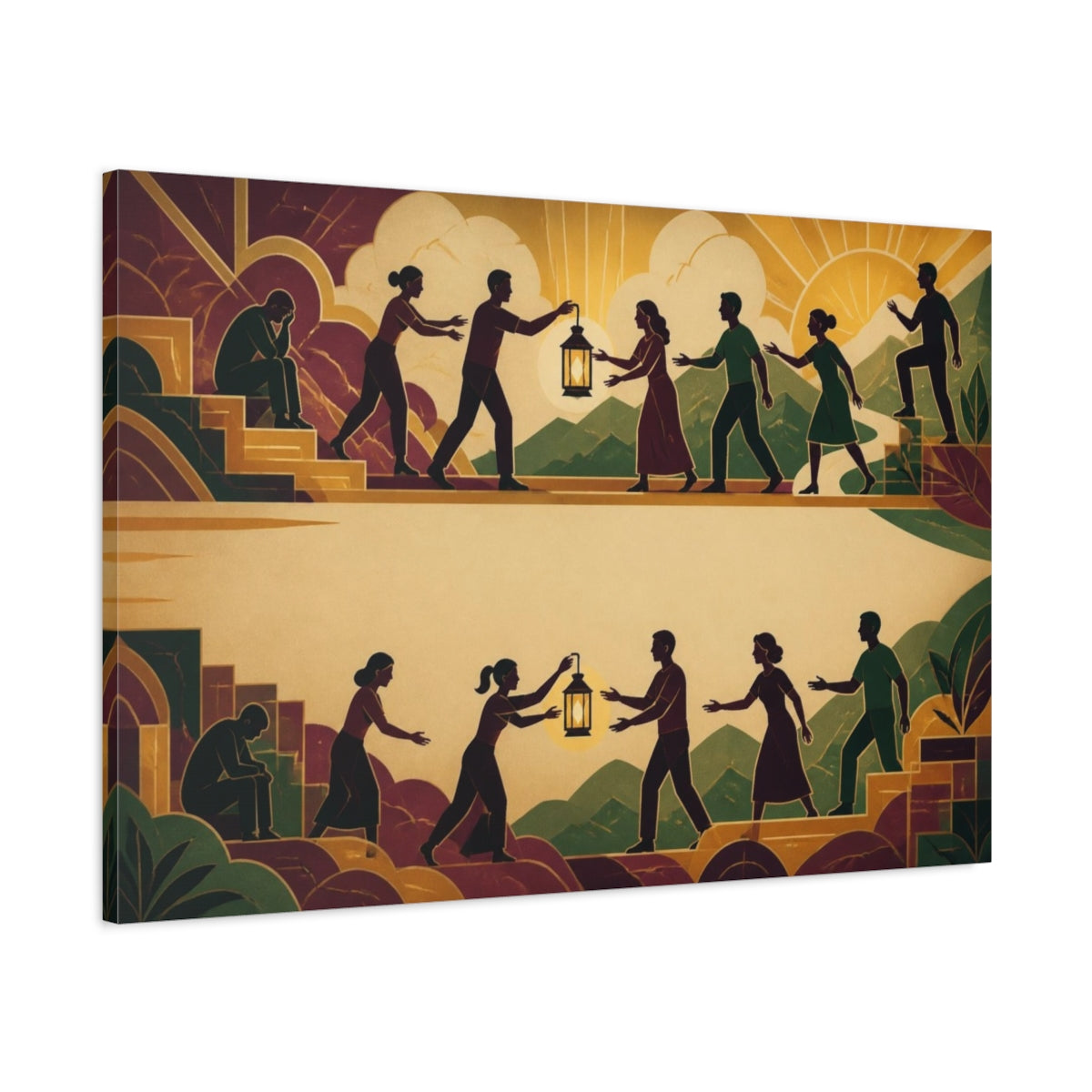 Main Mockup. Motivation Lantern Relay shown as canvas print
