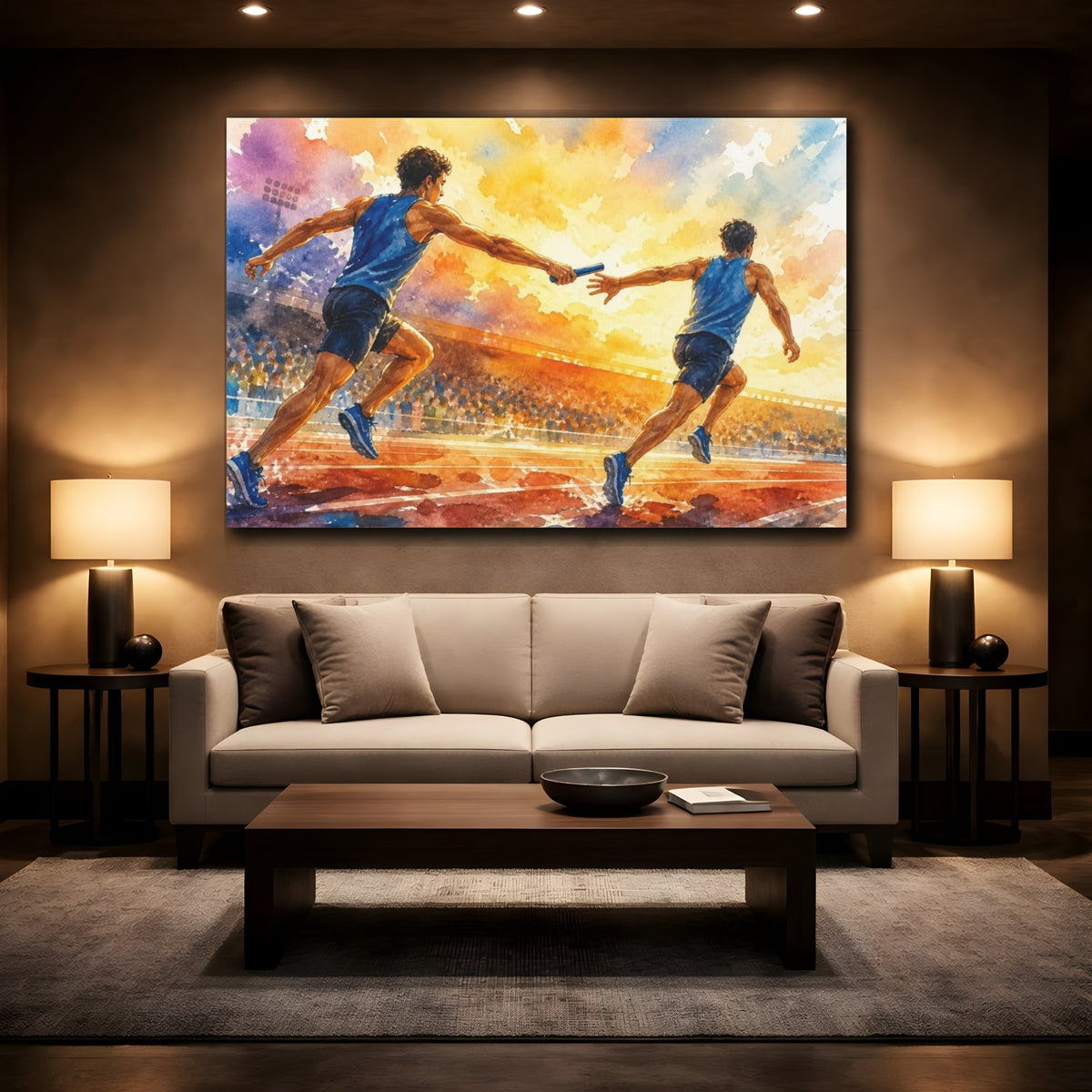 Mockup 2. Motivation Relay Handoff shown as canvas print