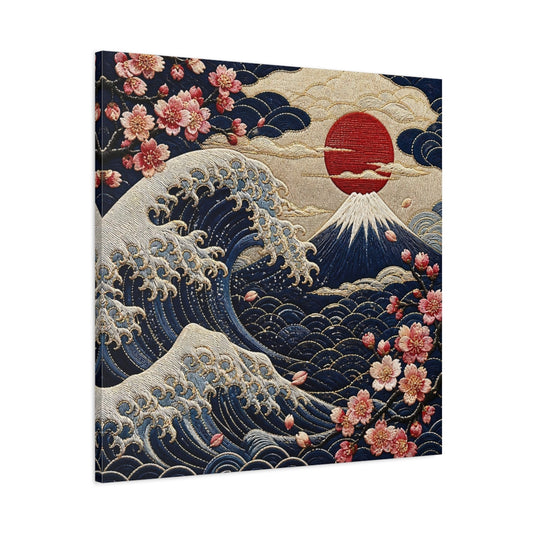 Main Mockup. Mount Fuji Sakura Wave shown as canvas print