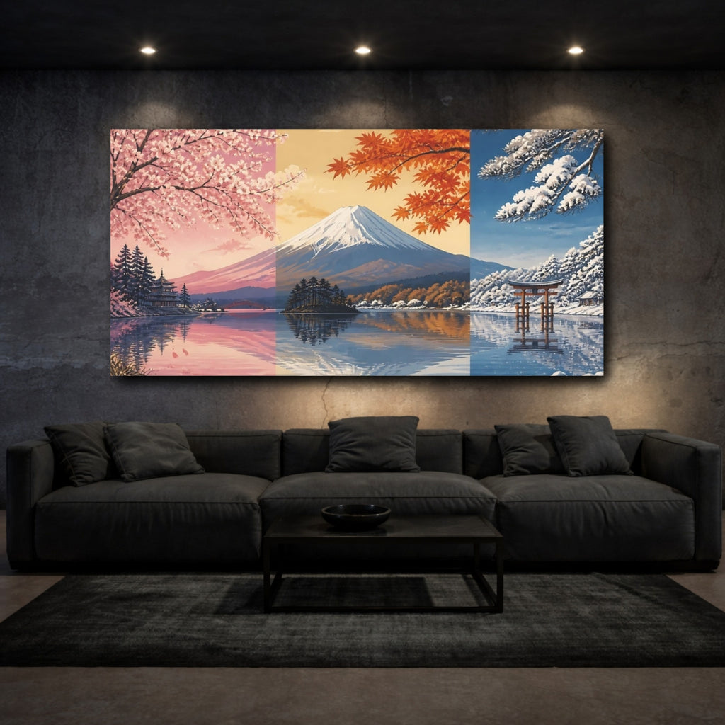 Mockup 3. Mount Fuji Seasons shown as canvas print