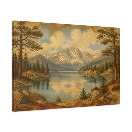 Main Mockup. Mountain Lake Landscape shown as canvas print