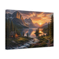 Side Mockup 4. Mountain Lake Landscape shown as canvas print