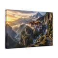 Side Mockup 4. Mountain Monastery Landscape Sunrise shown as canvas print