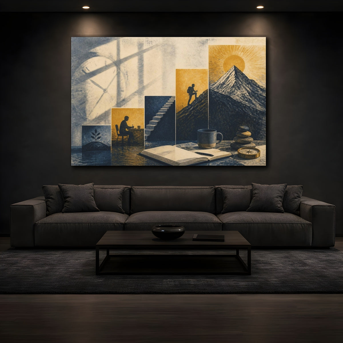 Mockup 3. Mountain Motivation Ascent shown as canvas print
