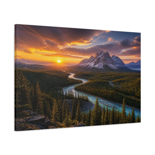 Main Mockup. Mountain Sunrise Landscape shown as canvas print