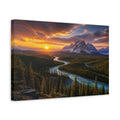 Side Mockup 4. Mountain Sunrise Landscape shown as canvas print