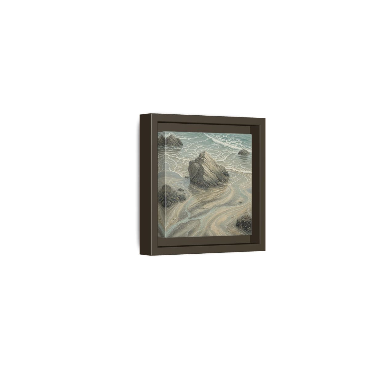Side Mockup 23. Nature Coastal Rock shown as framed canvas print