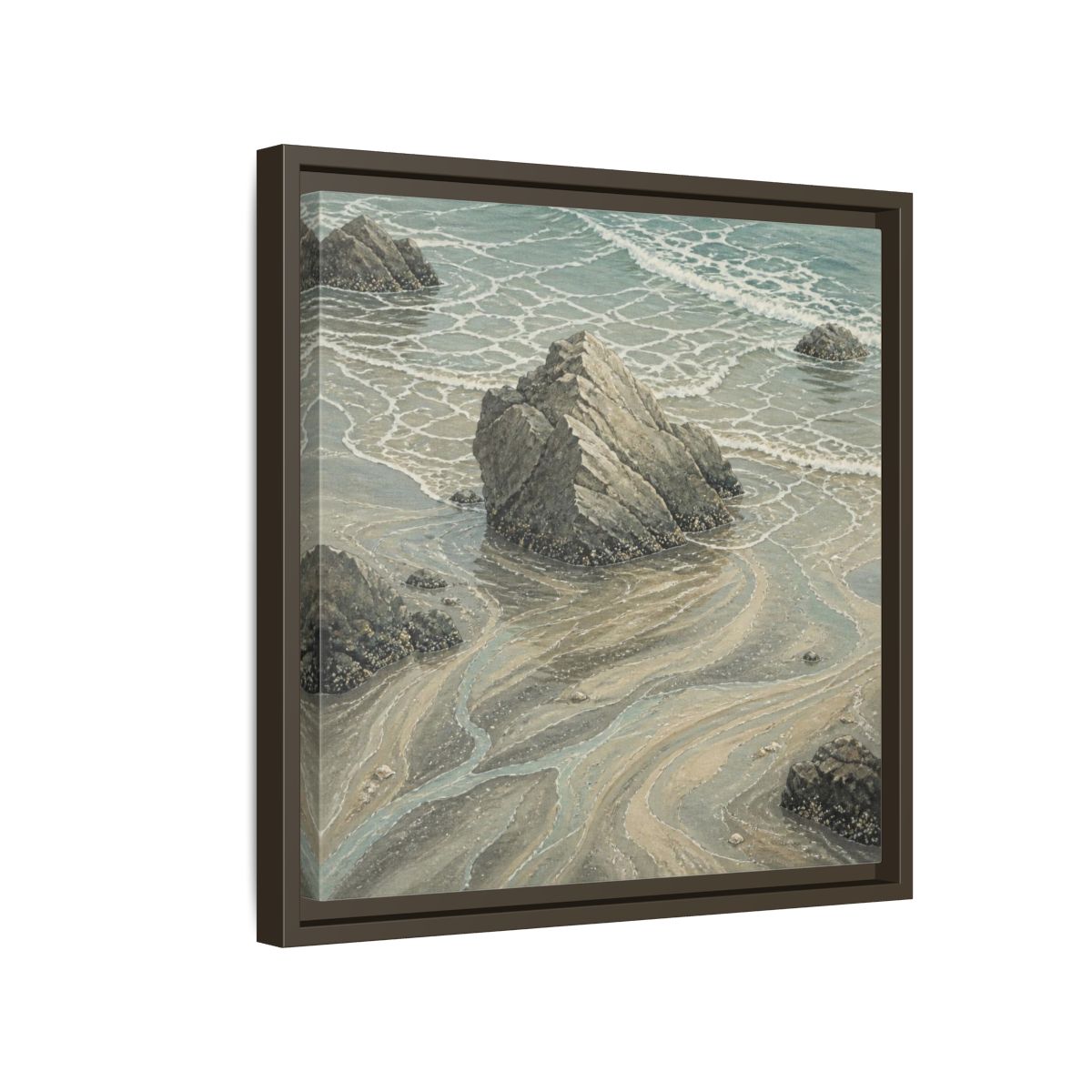 Side Mockup 14. Nature Coastal Rock shown as framed canvas print