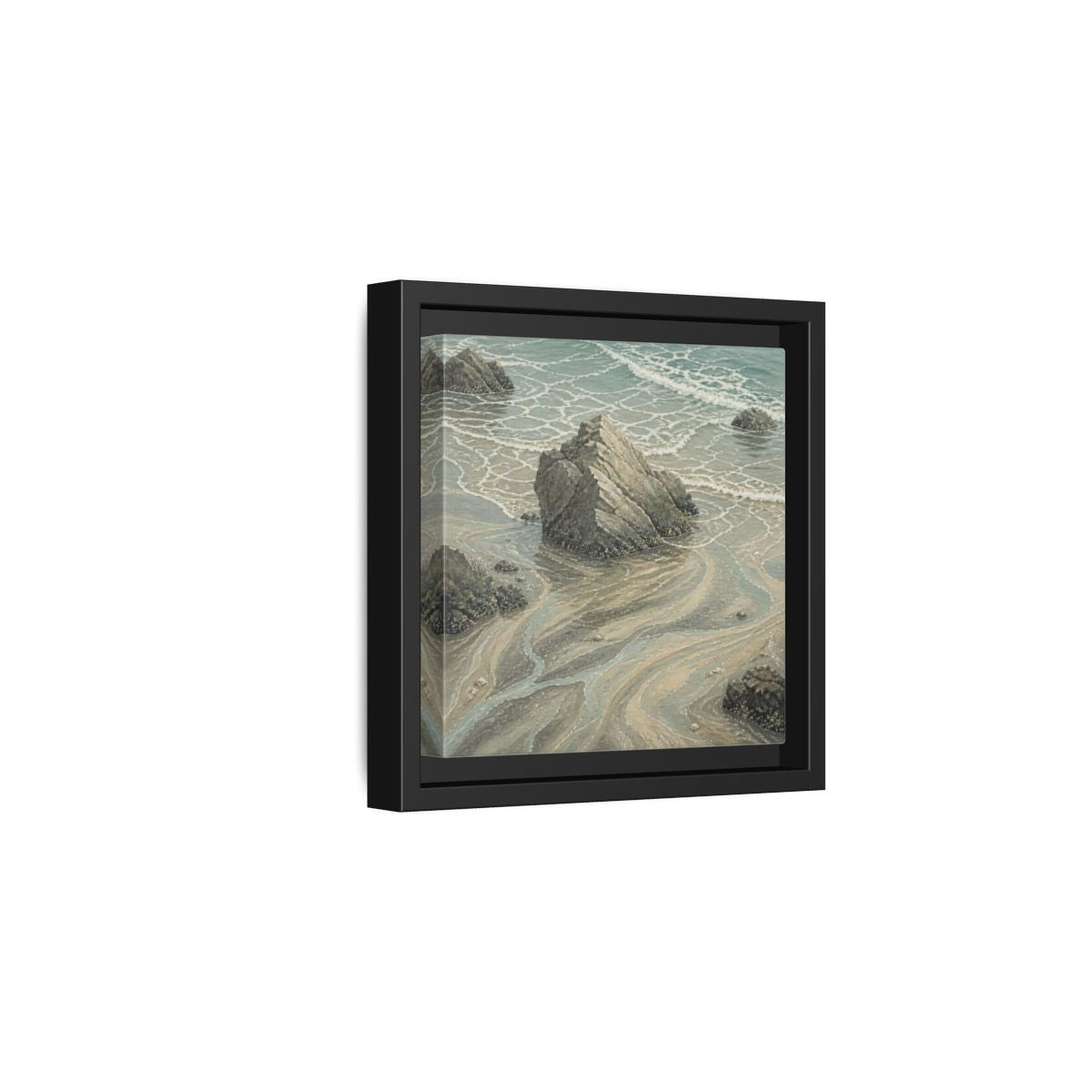 Side Mockup 3. Nature Coastal Rock shown as framed canvas print