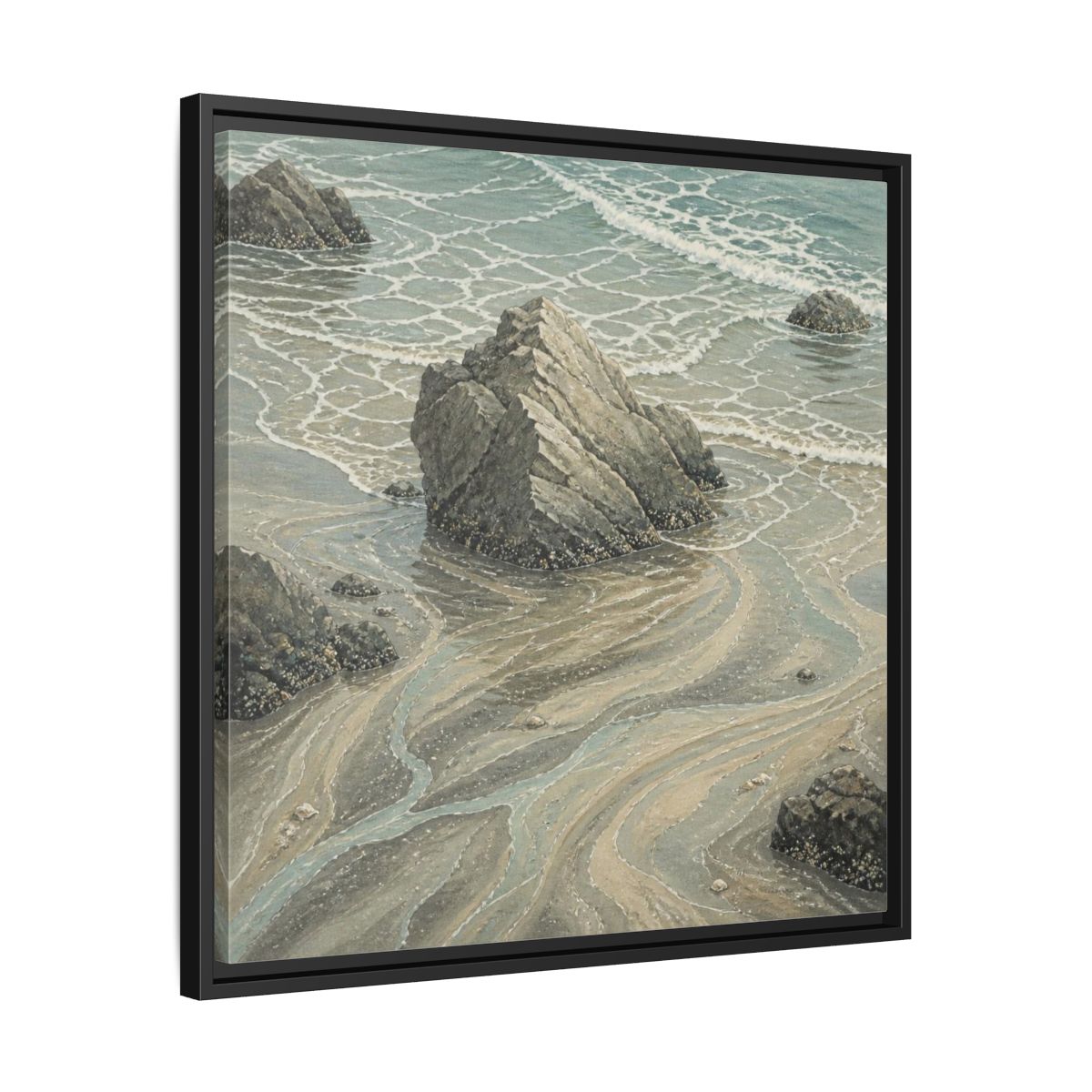 Side Mockup 31. Nature Coastal Rock shown as framed canvas print