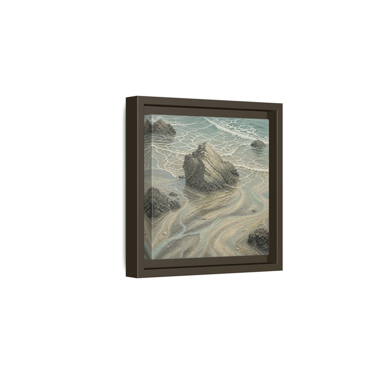 Side Mockup 2. Nature Coastal Rock shown as framed canvas print