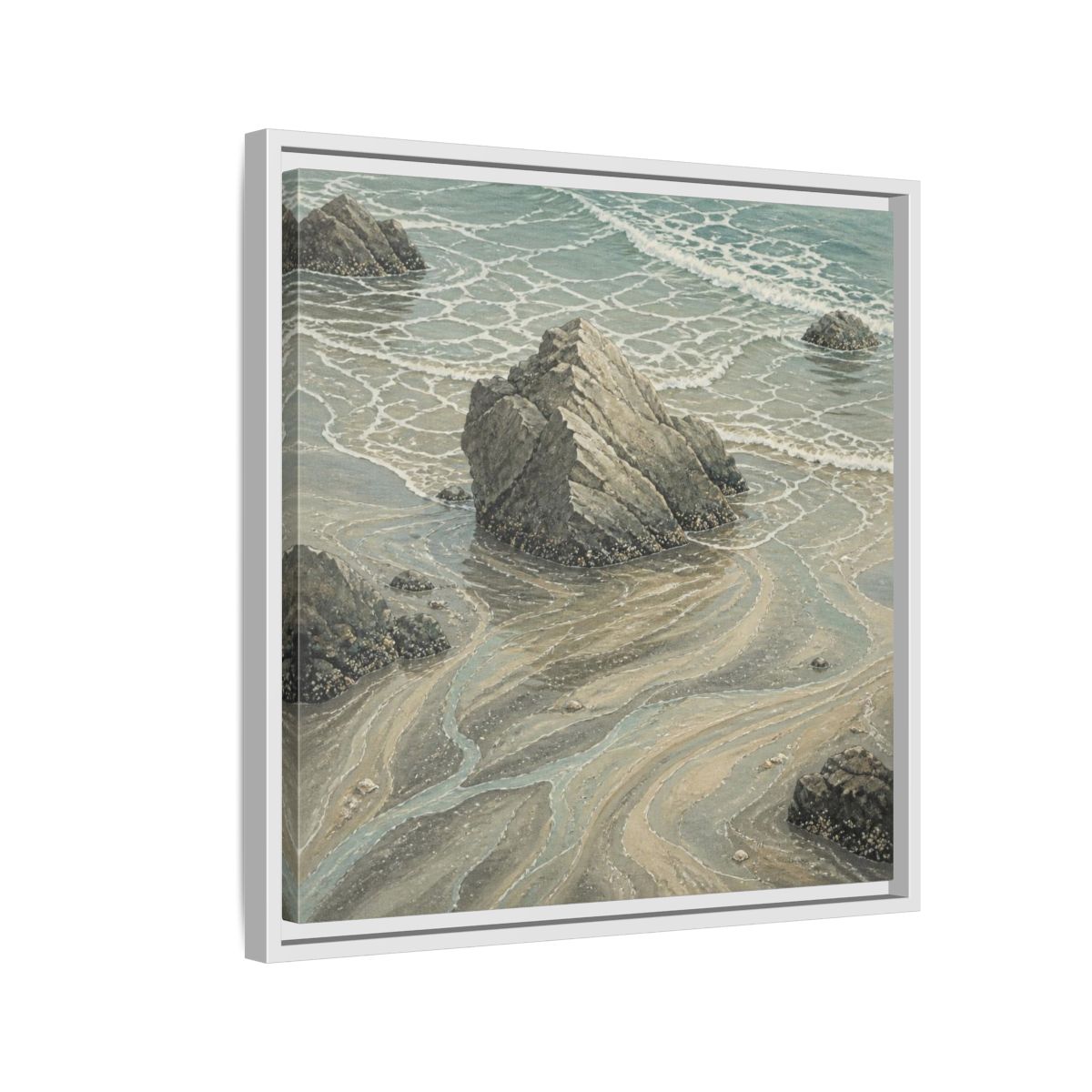 Side Mockup 10. Nature Coastal Rock shown as framed canvas print