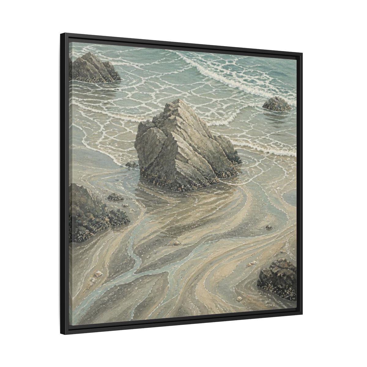 Side Mockup 30. Nature Coastal Rock shown as framed canvas print