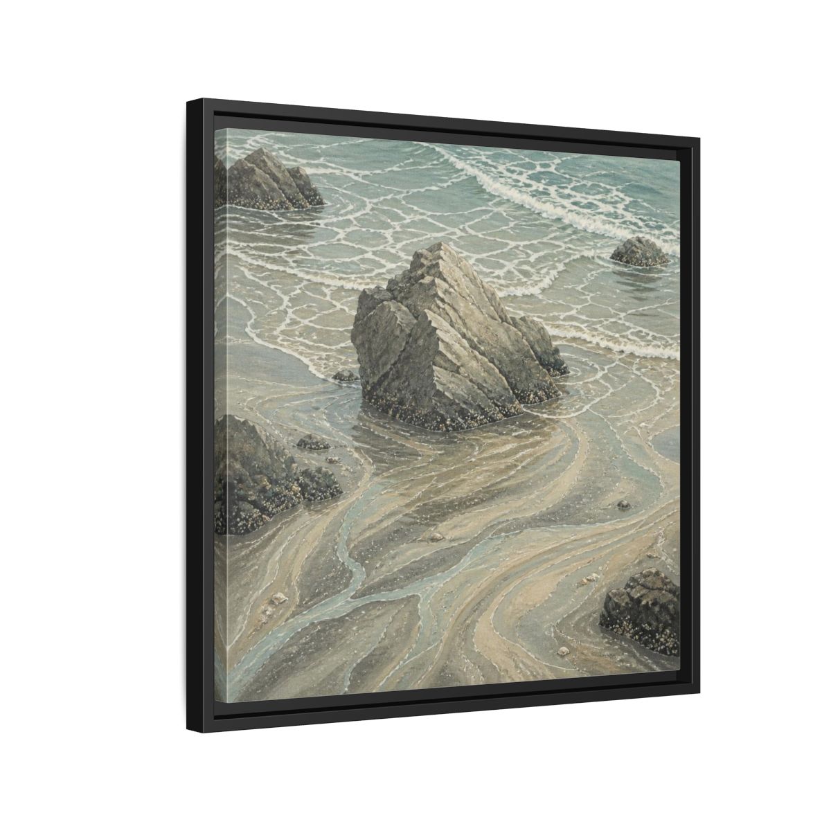 Side Mockup 12. Nature Coastal Rock shown as framed canvas print