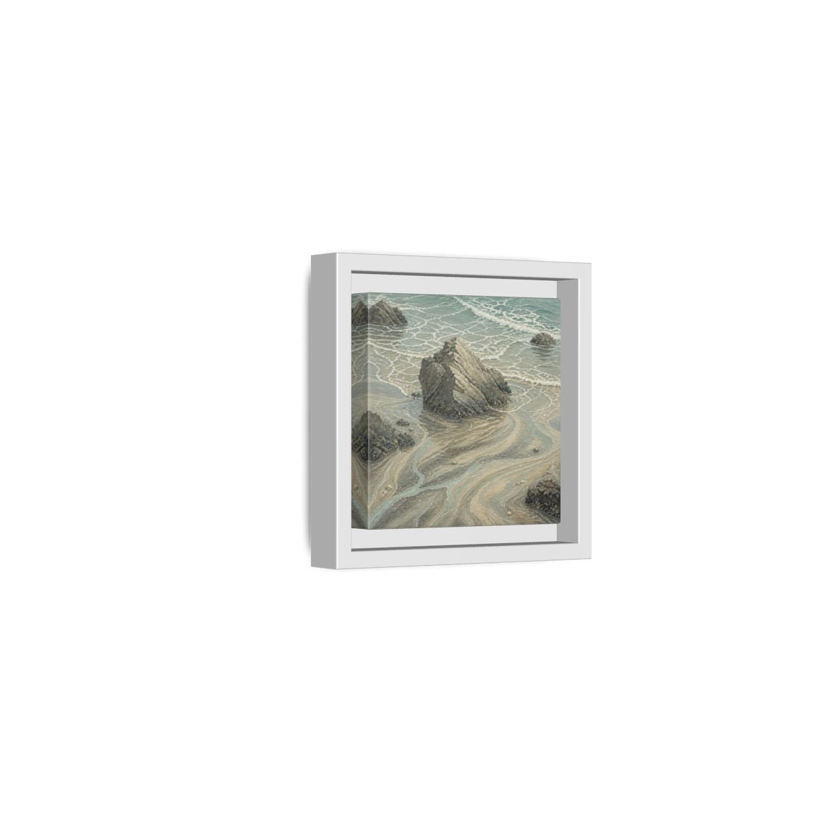 Side Mockup 22. Nature Coastal Rock shown as framed canvas print