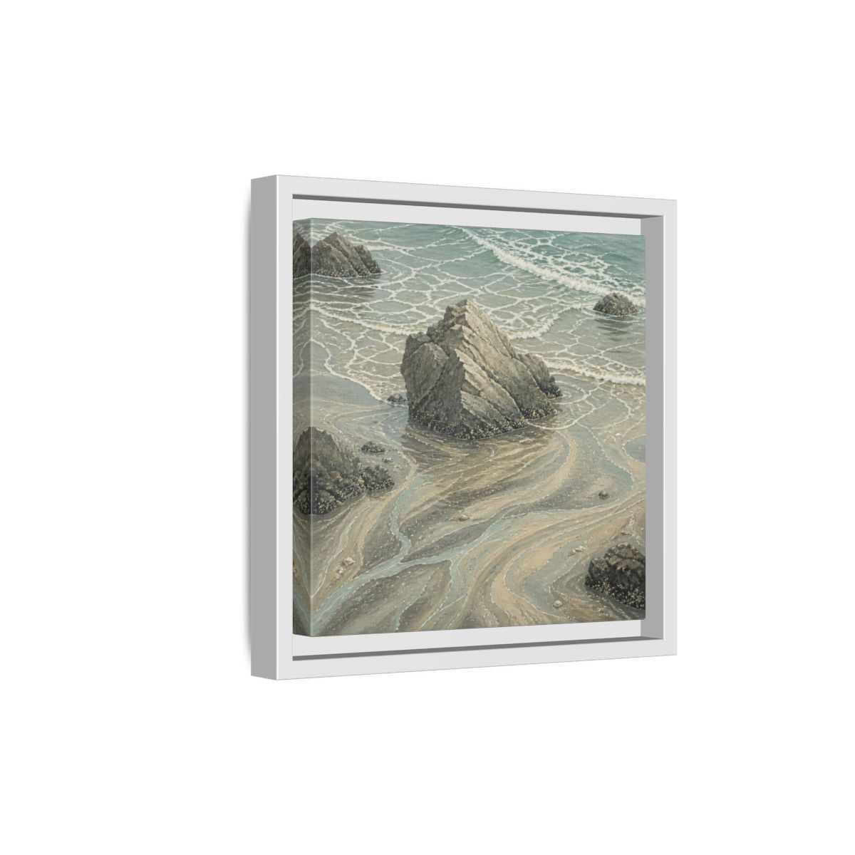 Side Mockup 19. Nature Coastal Rock shown as framed canvas print