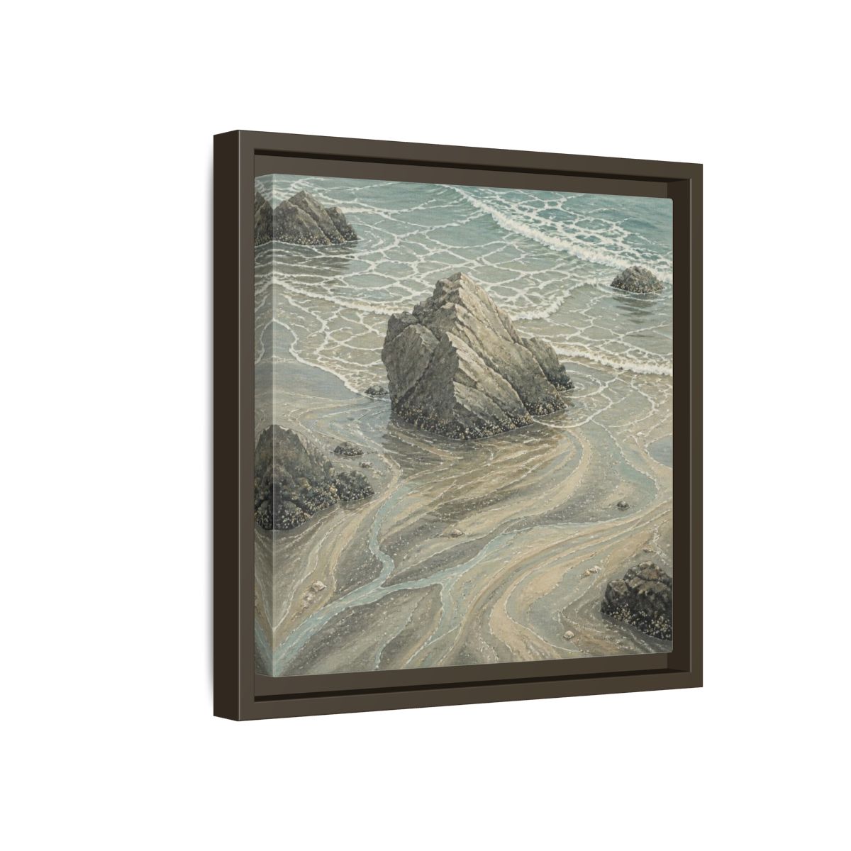 Side Mockup 17. Nature Coastal Rock shown as framed canvas print