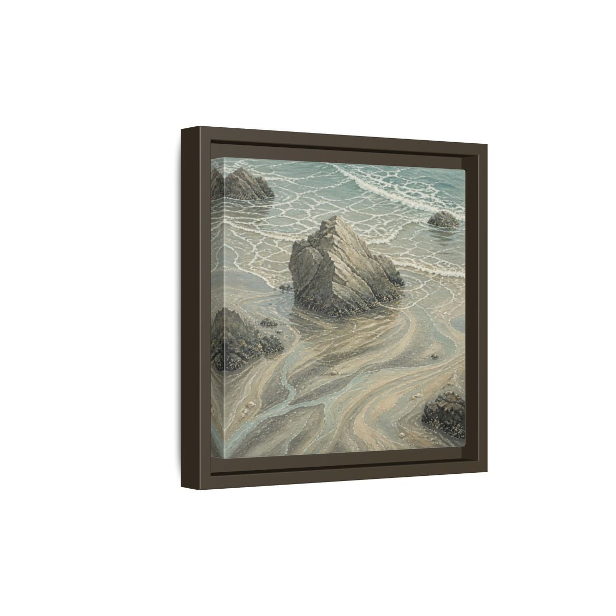 Side Mockup 20. Nature Coastal Rock shown as framed canvas print