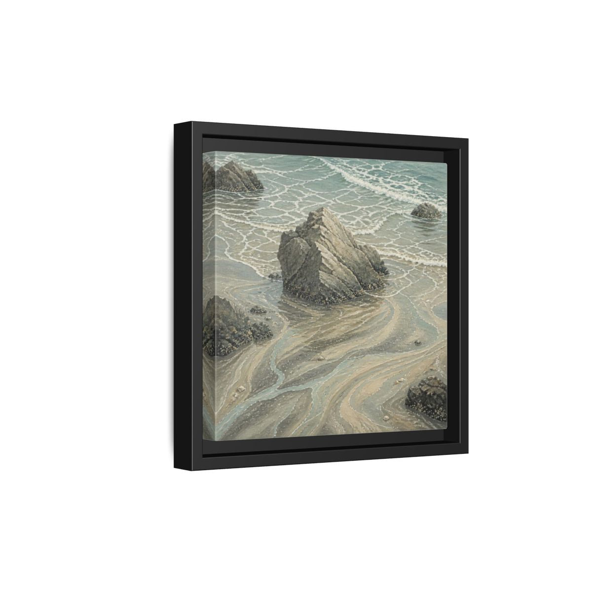 Side Mockup 21. Nature Coastal Rock shown as framed canvas print