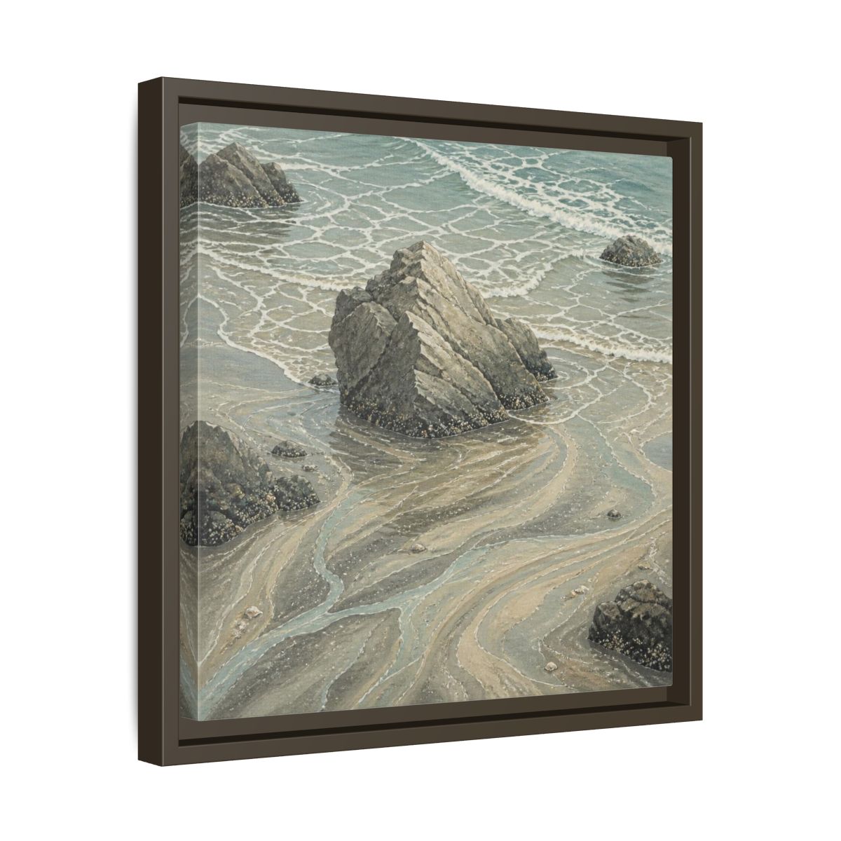 Side Mockup 29. Nature Coastal Rock shown as framed canvas print