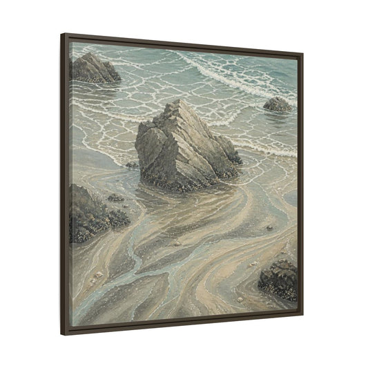 Main Mockup. Nature Coastal Rock shown as framed canvas print