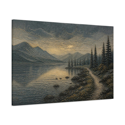 Main Mockup. Nature Lakeshore Path shown as canvas print
