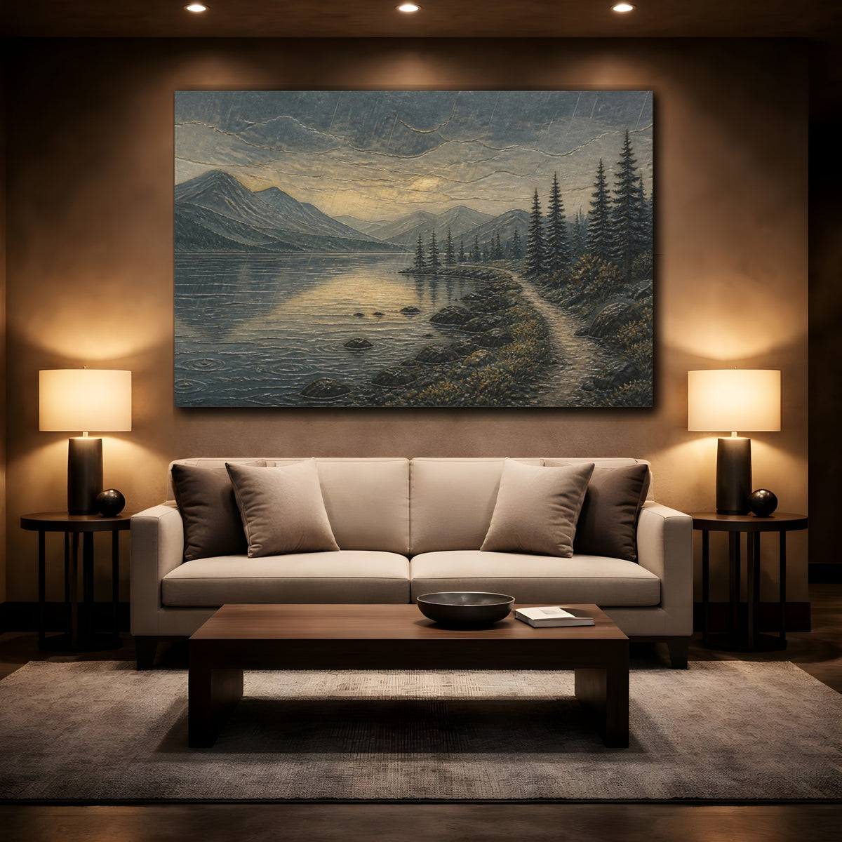 Mockup 2. Nature Lakeshore Path shown as canvas print