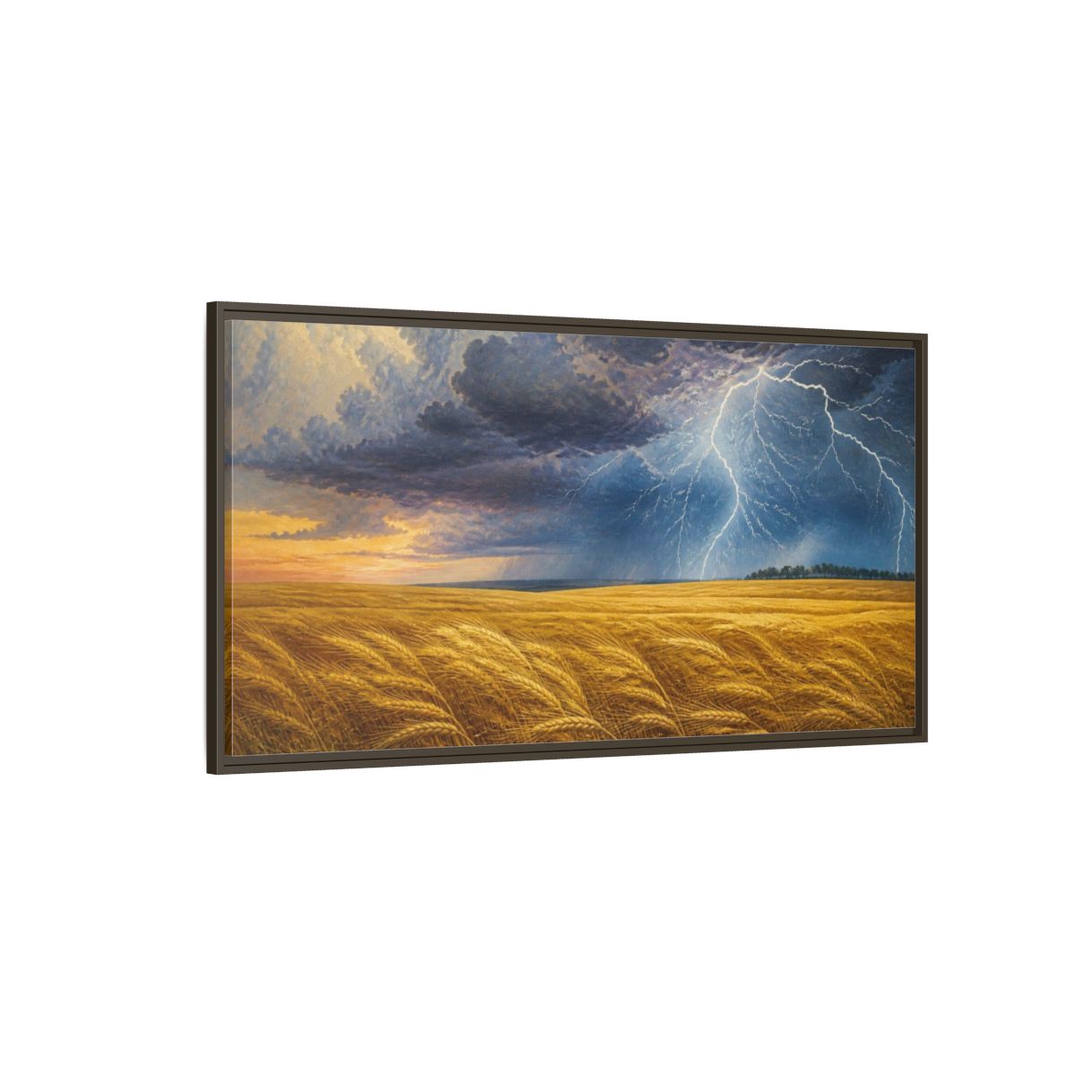 Side Mockup 4. Nature's Storm Over Wheat shown as framed canvas print