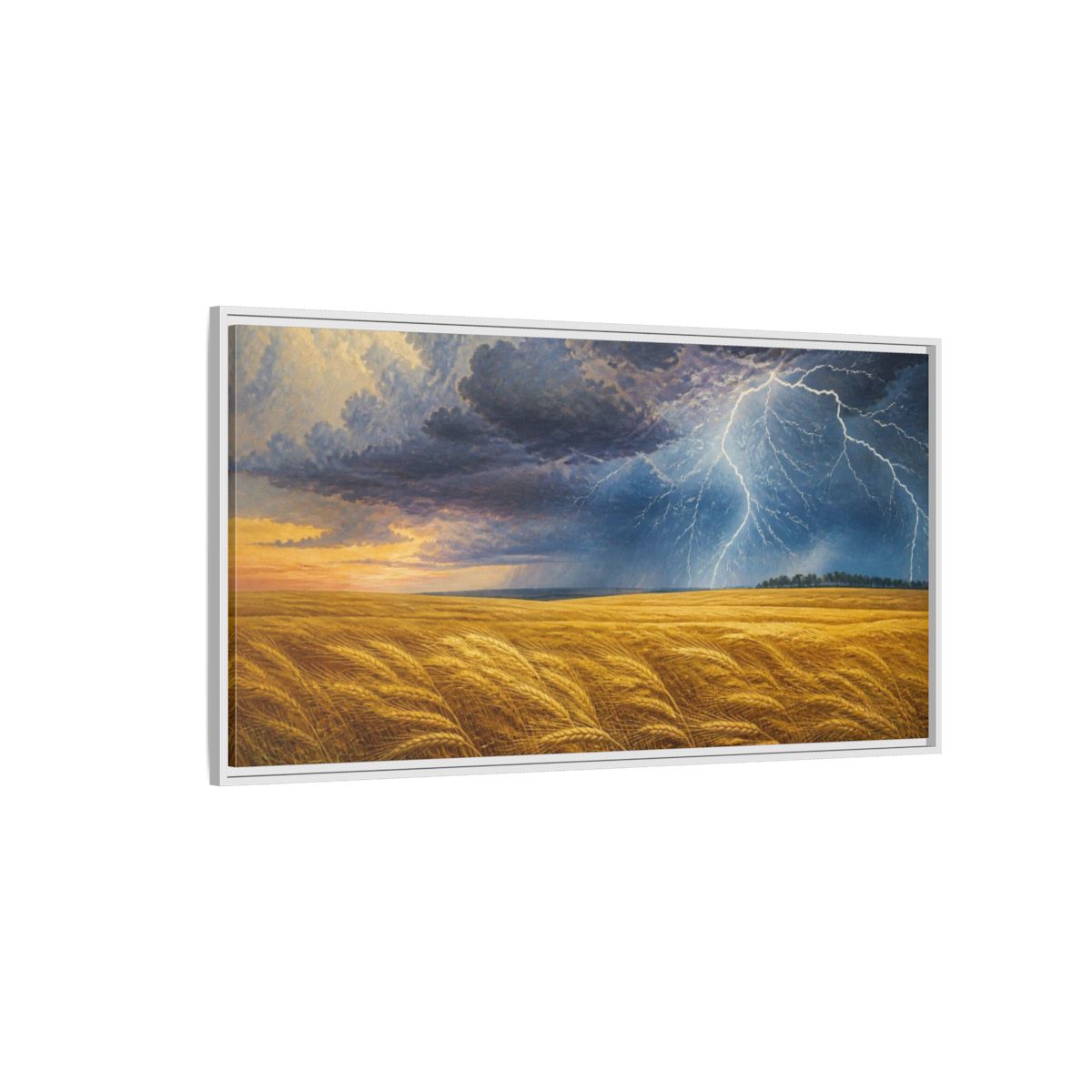 Side Mockup 3. Nature's Storm Over Wheat shown as framed canvas print