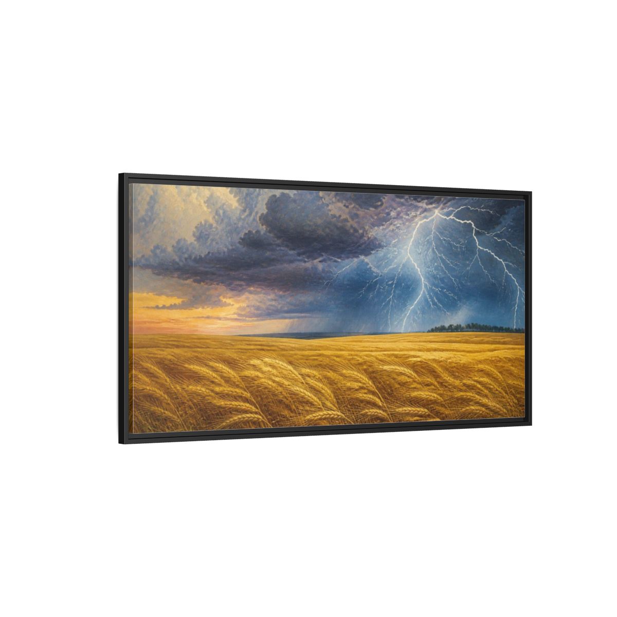 Side Mockup 5. Nature's Storm Over Wheat shown as framed canvas print