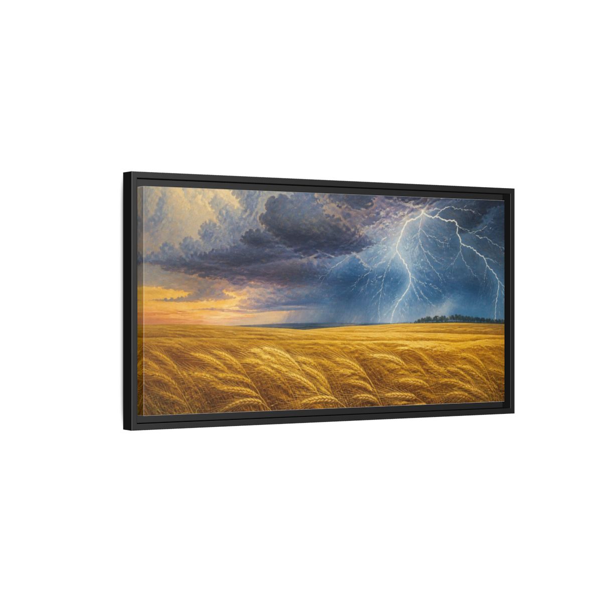 Side Mockup 2. Nature's Storm Over Wheat shown as framed canvas print