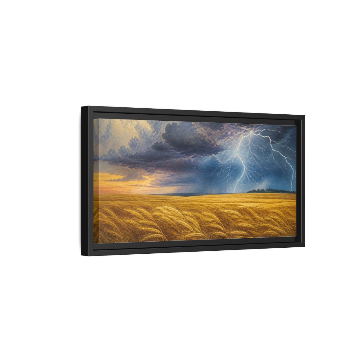 Side Mockup 8. Nature's Storm Over Wheat shown as framed canvas print