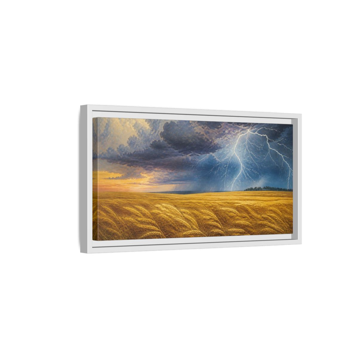 Side Mockup 6. Nature's Storm Over Wheat shown as framed canvas print