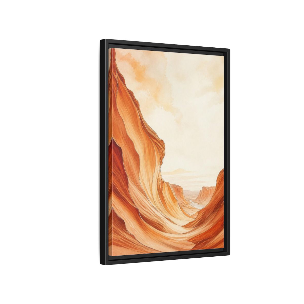 Side Mockup 3. Nature Sandstone Canyon shown as framed canvas print