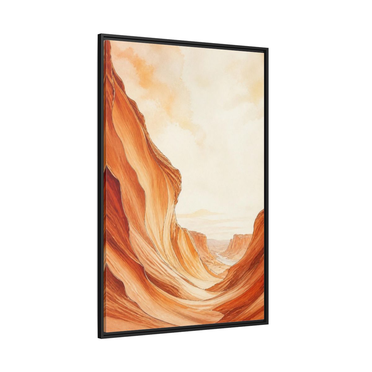 Side Mockup 12. Nature Sandstone Canyon shown as framed canvas print