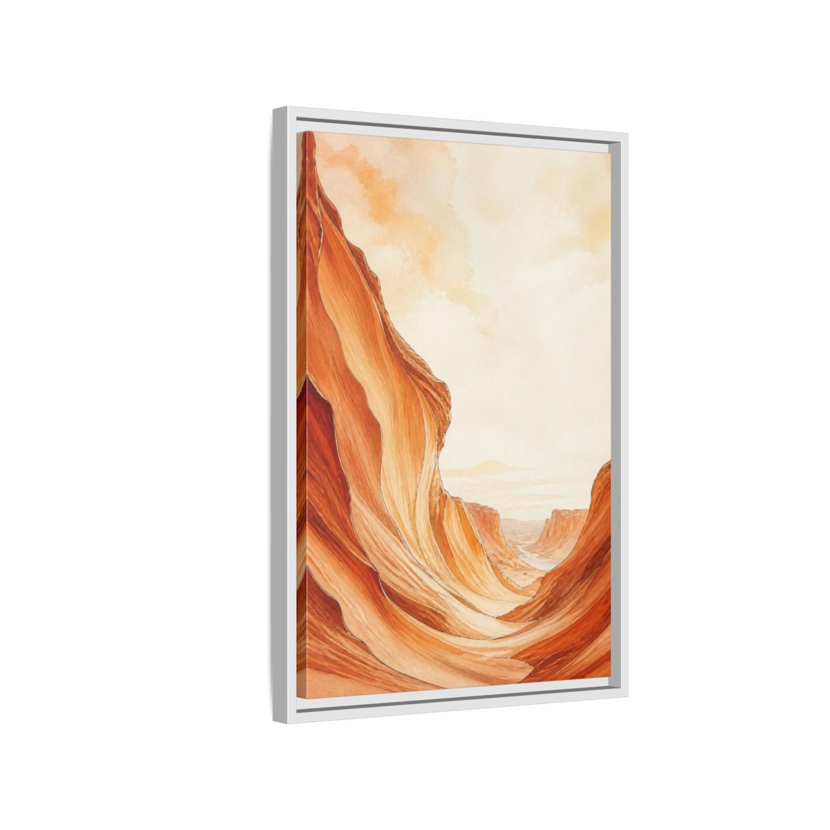 Side Mockup 1. Nature Sandstone Canyon shown as framed canvas print