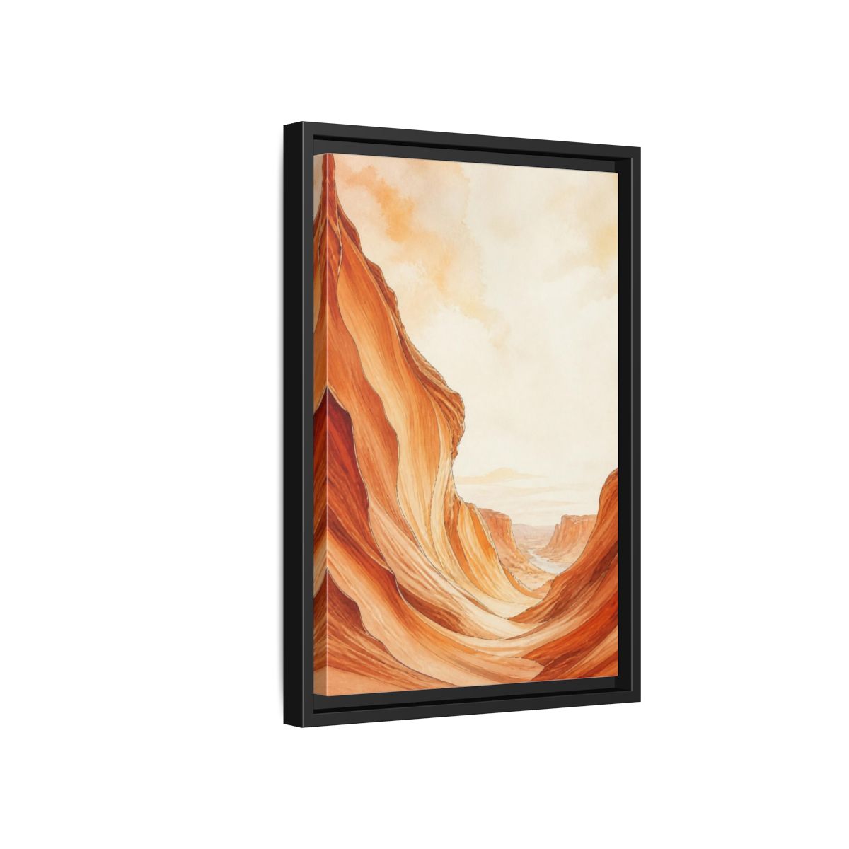 Side Mockup 6. Nature Sandstone Canyon shown as framed canvas print
