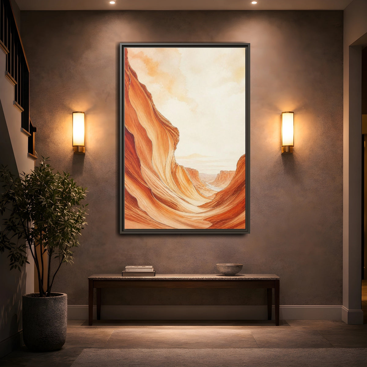 Mockup 2. Nature Sandstone Canyon shown as framed canvas print