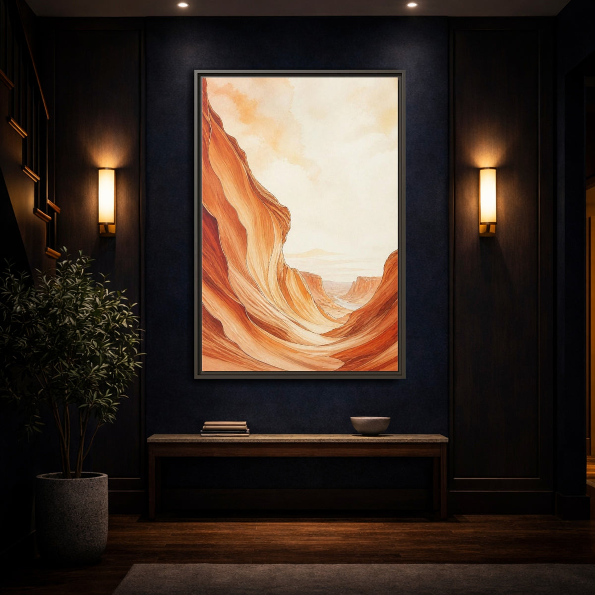 Mockup 4. Nature Sandstone Canyon shown as framed canvas print