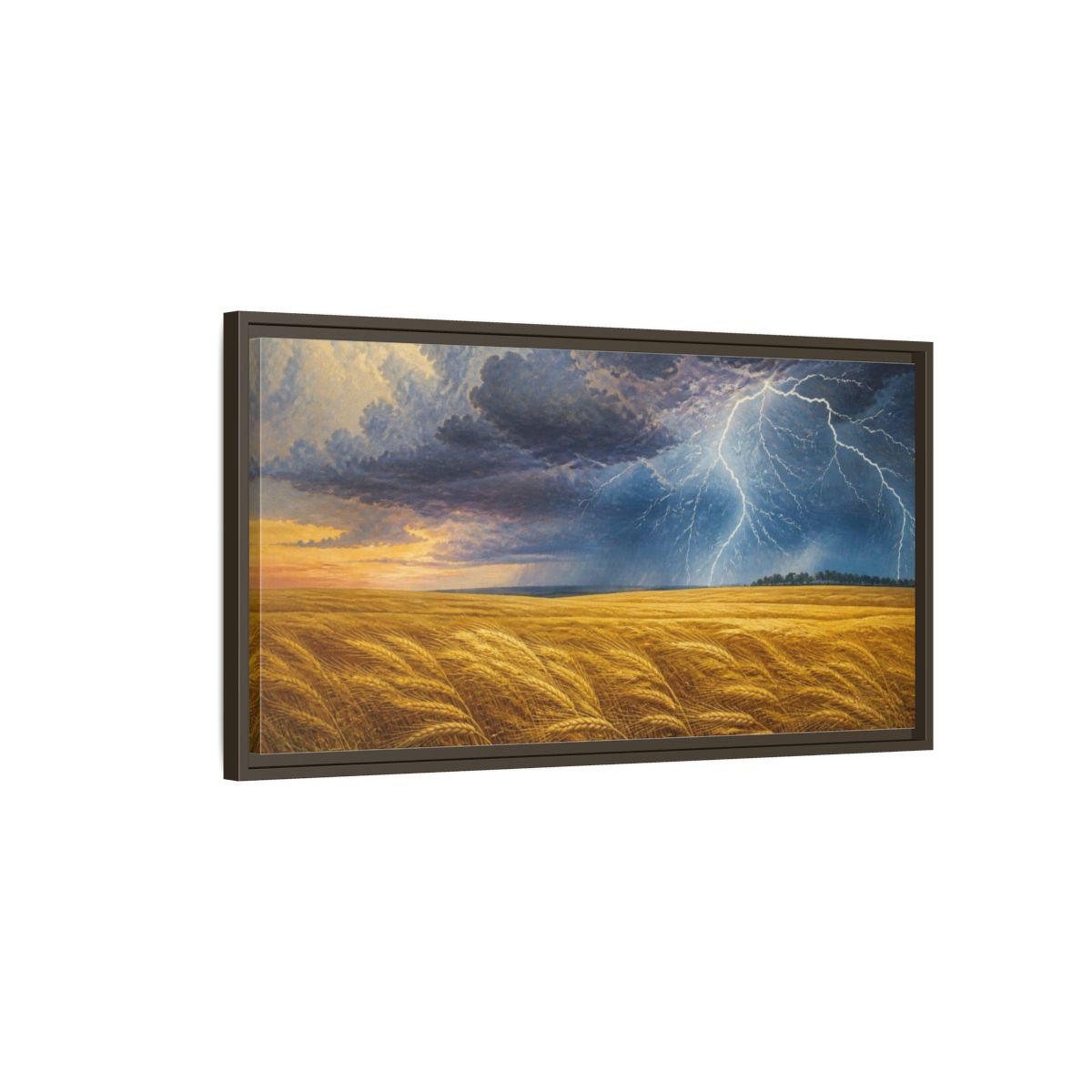 Main Mockup. Nature's Storm Over Wheat shown as framed canvas print
