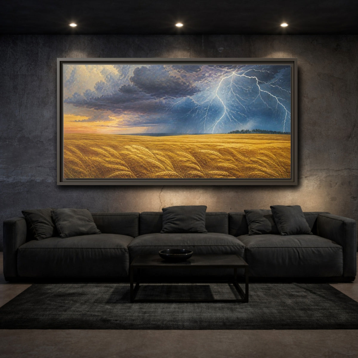 Mockup 3. Nature's Storm Over Wheat shown as framed canvas print