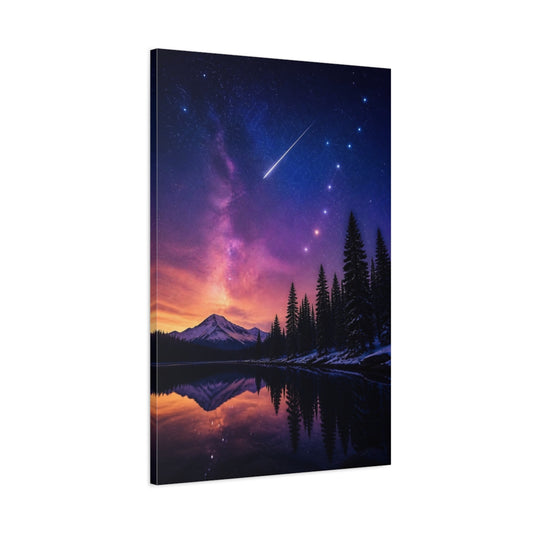 Main Mockup. Night Sky Over Mountain shown as canvas print