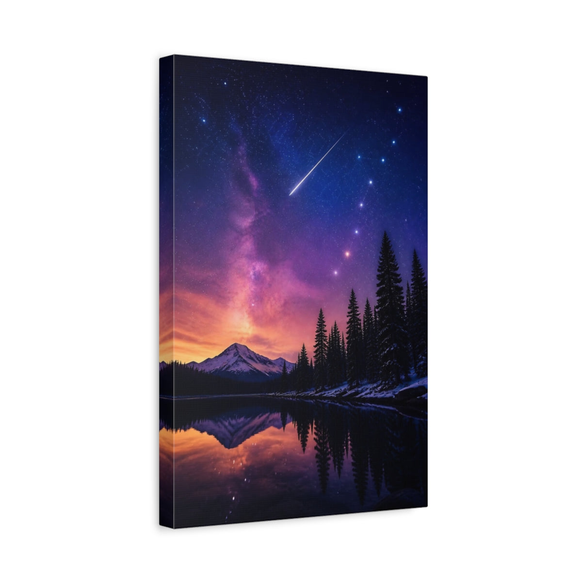 Side Mockup 4. Night Sky Over Mountain shown as canvas print