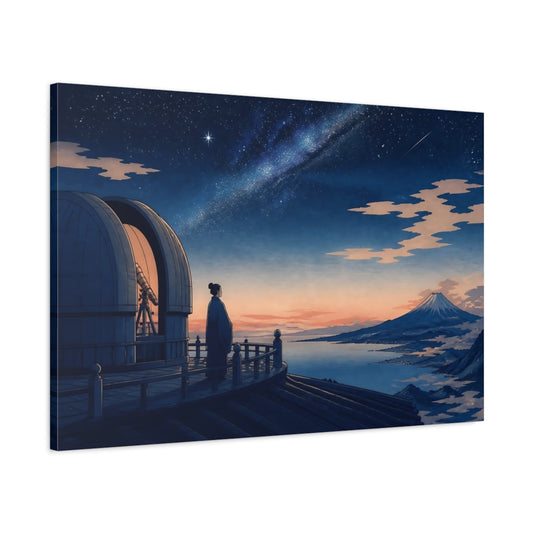 Main Mockup. Night Sky Over Observatory shown as canvas print
