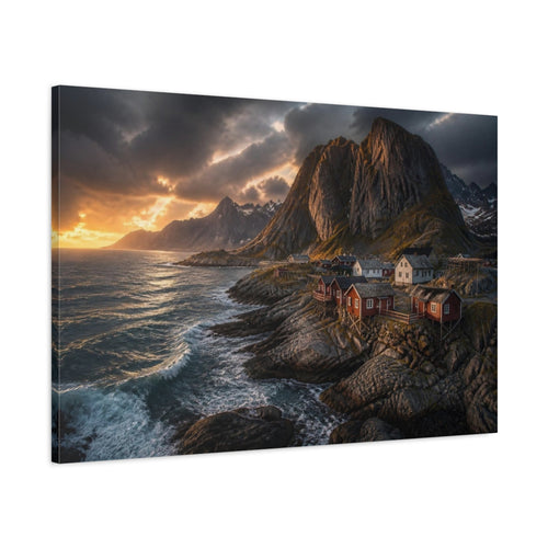 Main Mockup. Nordic Coastal Landscape shown as canvas print