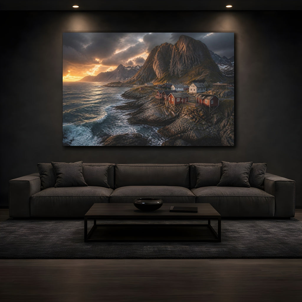 Mockup 3. Nordic Coastal Landscape shown as canvas print