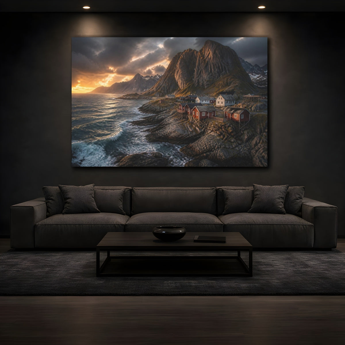Mockup 3. Nordic Coastal Landscape shown as canvas print