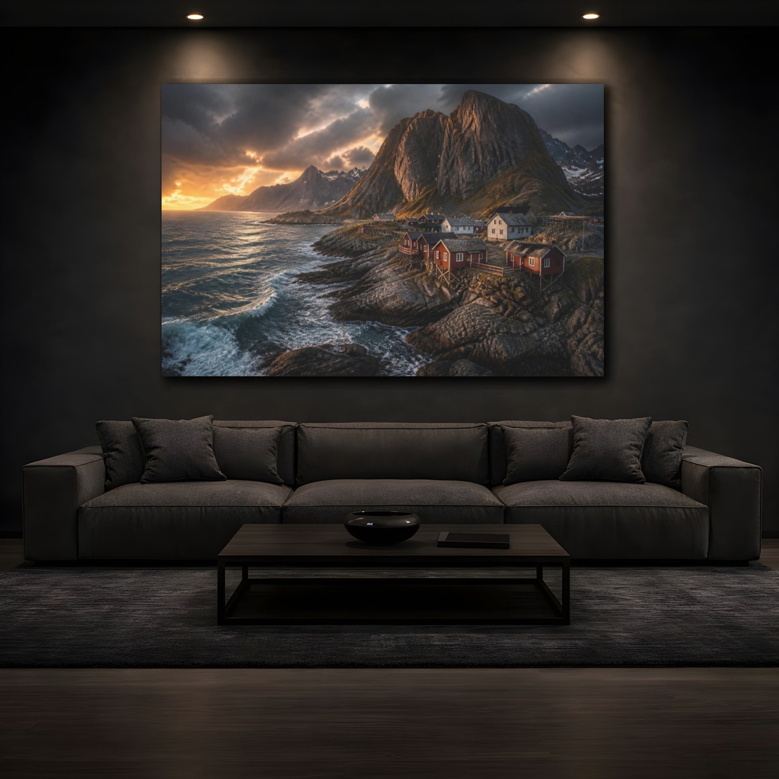 Mockup 3. Nordic Coastal Landscape shown as canvas print