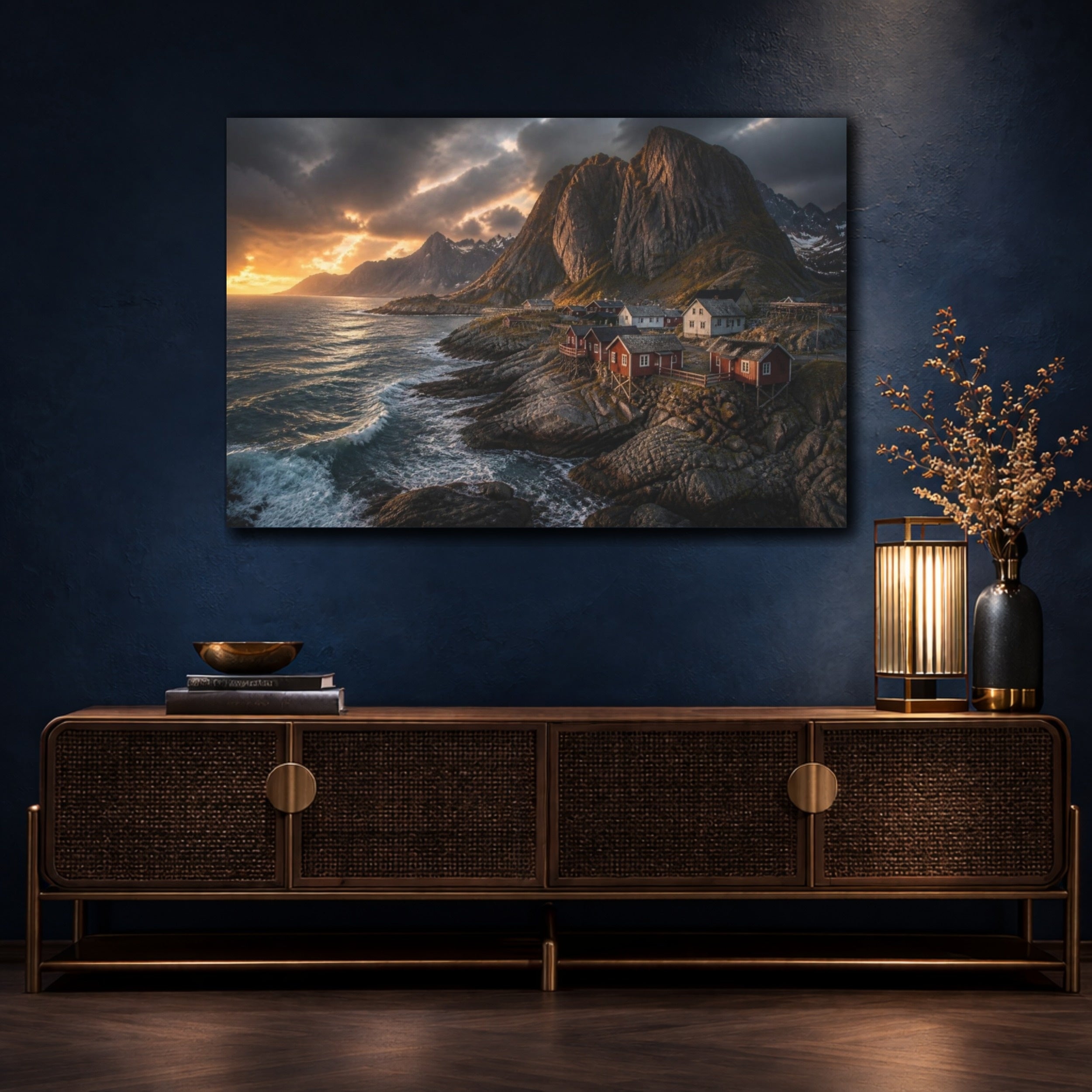 Mockup 4. Nordic Coastal Landscape shown as canvas print