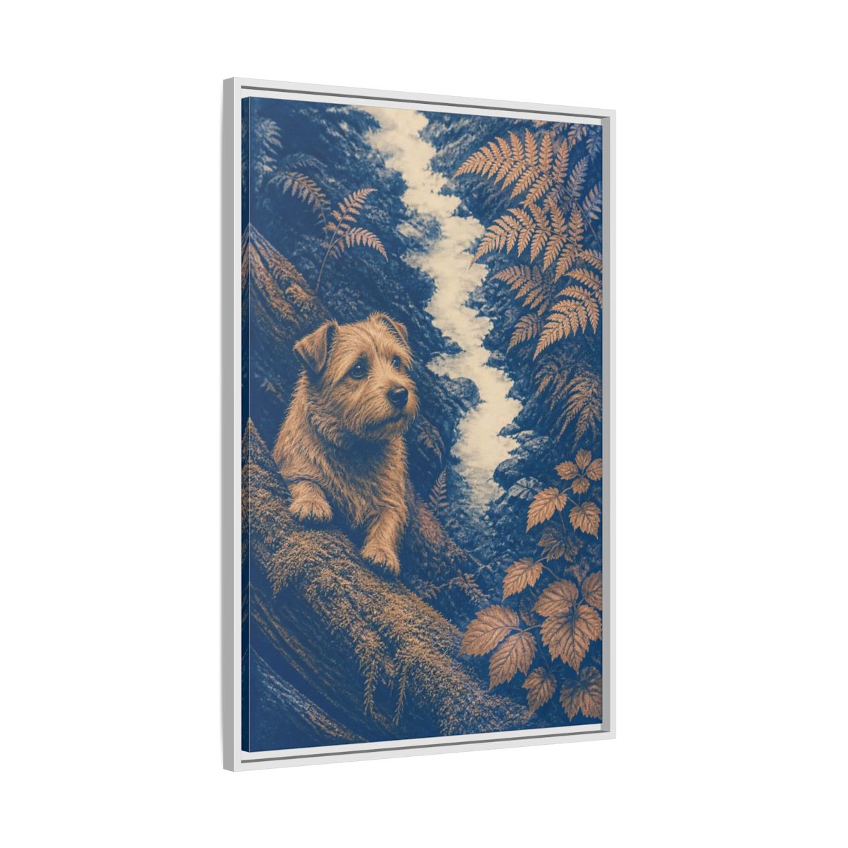 Side Mockup 9. Norfolk Terrier Pet Portrait shown as framed canvas print
